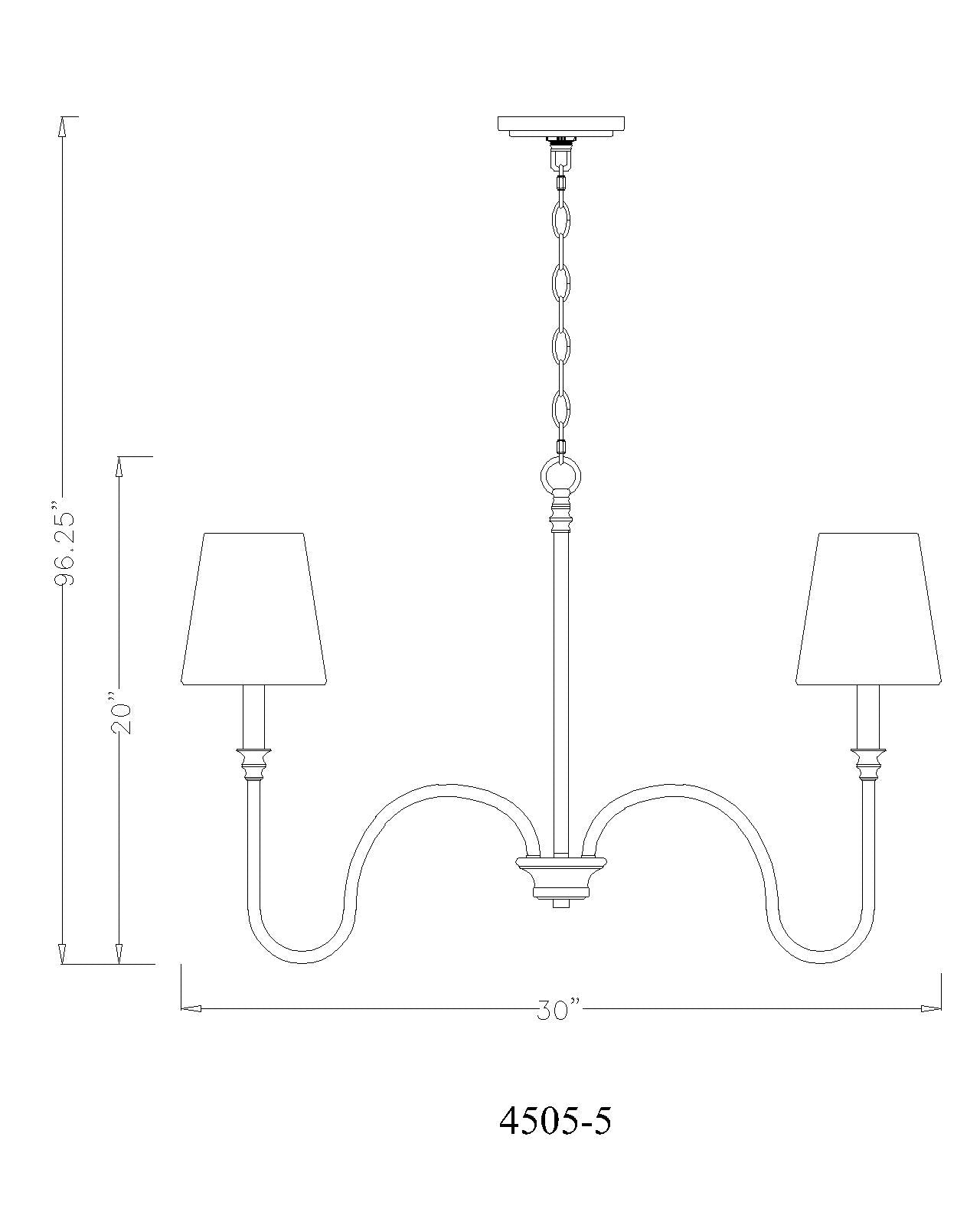Jisele 5 Light Chandelier Rubbed Brass