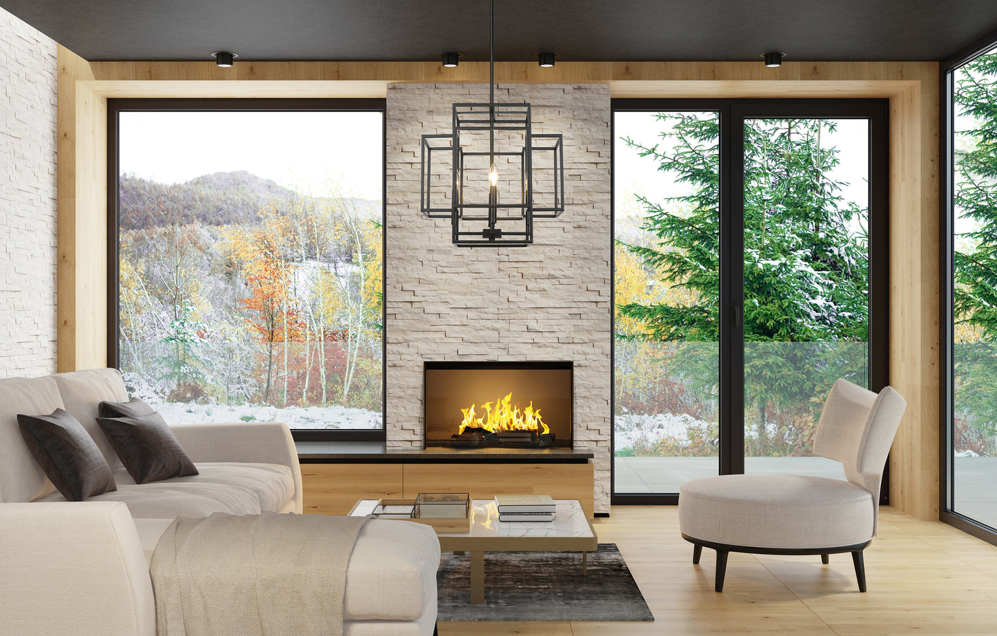 Titania 4 Light Chandelier Matte Black