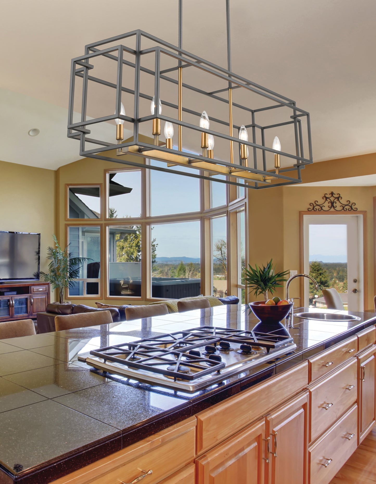 Titania 8 Light Linear Chandelier Bronze + Olde Brass