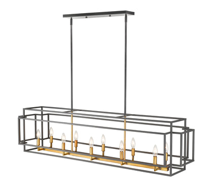 Titania 10 Light Linear Chandelier Bronze + Olde Brass