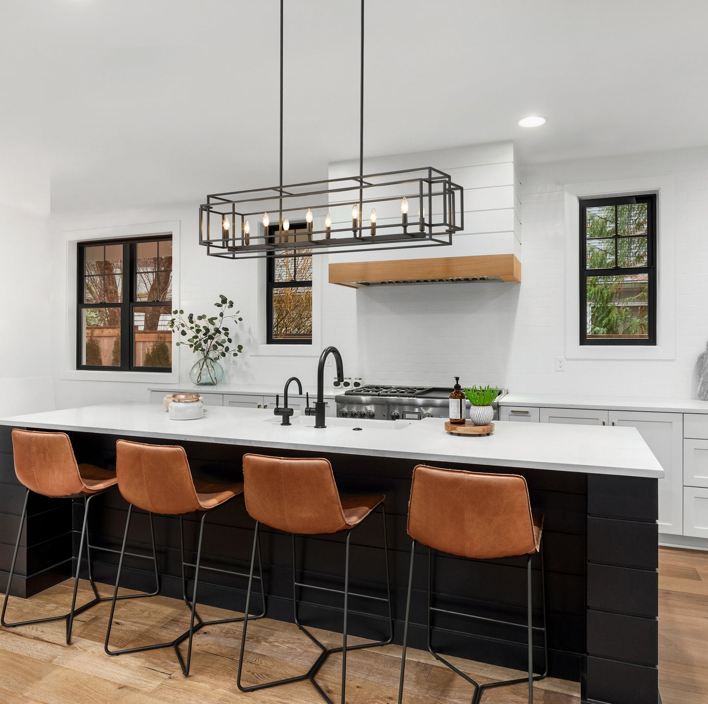 Titania 10 Light Linear Chandelier Matte Black