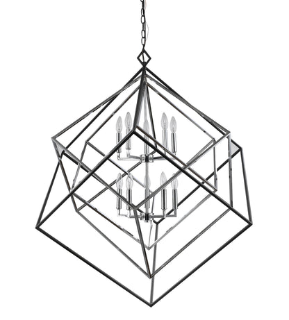 Euclid 10 Light Chandelier Chrome + Matte Black