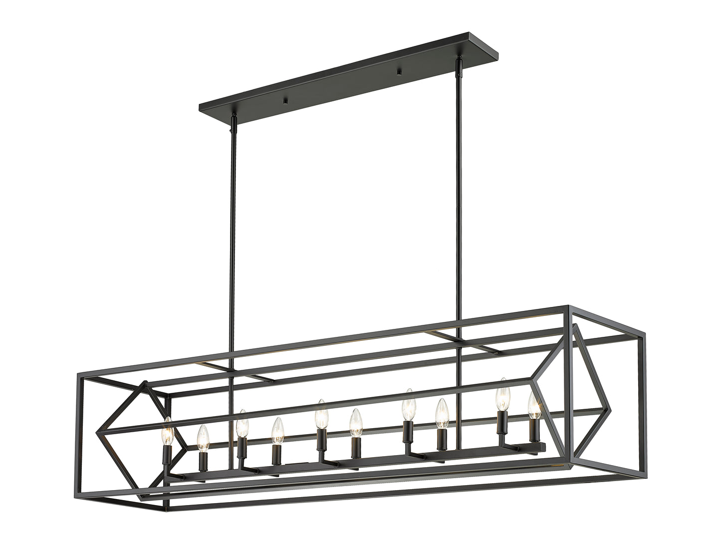 Euclid 10 Light Linear Chandelier Matte Black