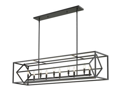 Euclid 10 Light Linear Chandelier Matte Black