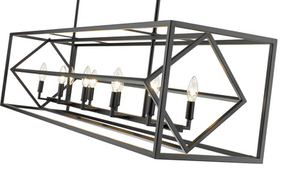 Euclid 10 Light Linear Chandelier Matte Black