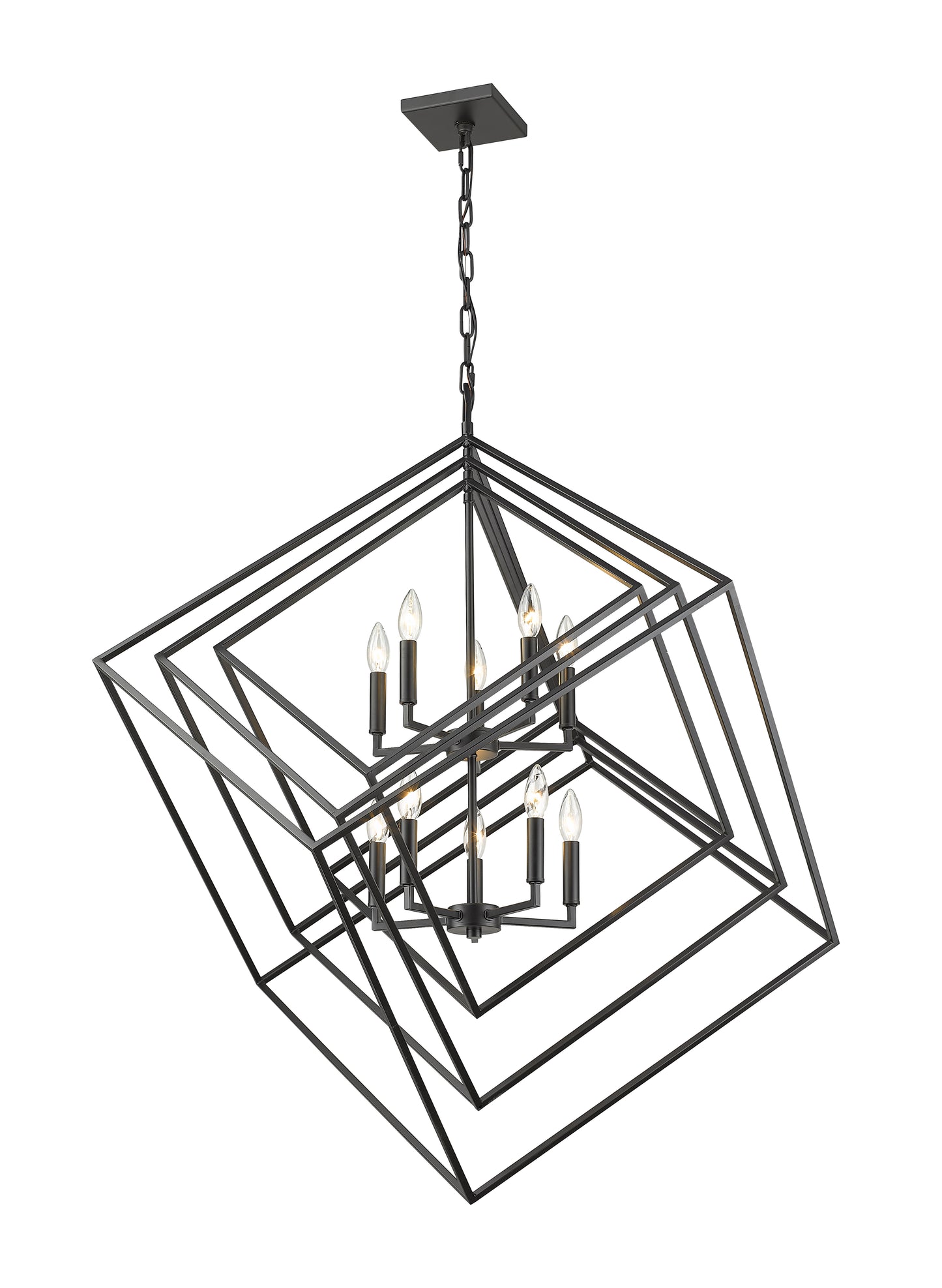 Euclid 10 Light Chandelier Matte Black