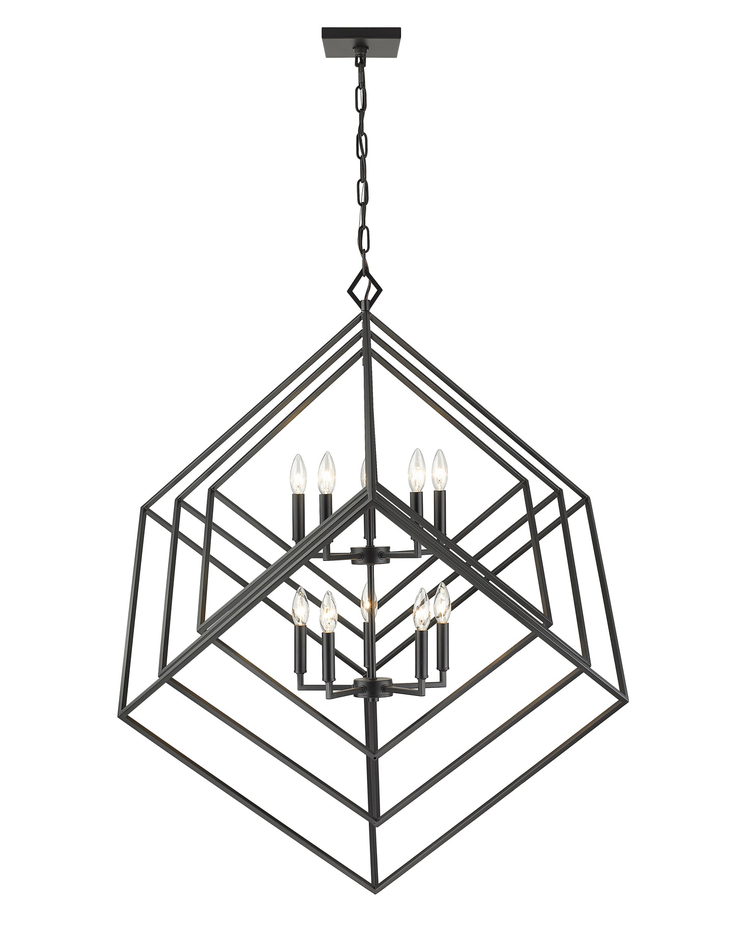 Euclid 10 Light Chandelier Matte Black
