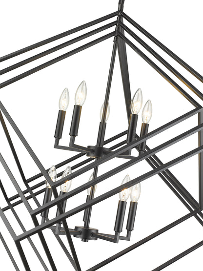 Euclid 10 Light Chandelier Matte Black