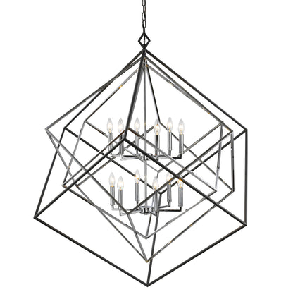 Euclid 12 Light Chandelier Chrome + Matte Black