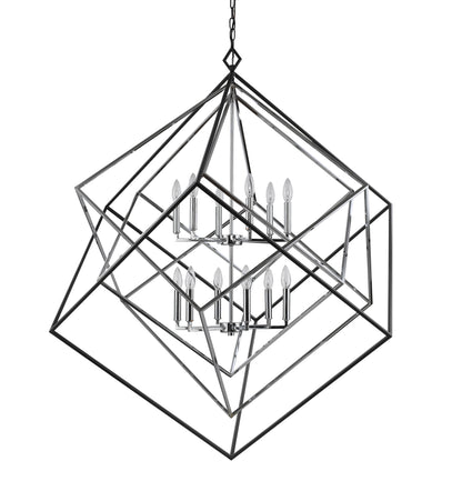 Euclid 12 Light Chandelier Chrome + Matte Black