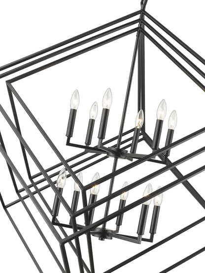 Euclid 12 Light Chandelier Matte Black