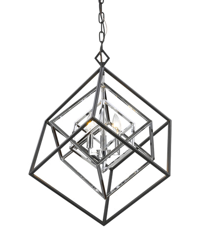 Euclid 3 Light Chandelier Chrome + Matte Black