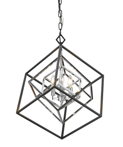 Euclid 3 Light Chandelier Chrome + Matte Black
