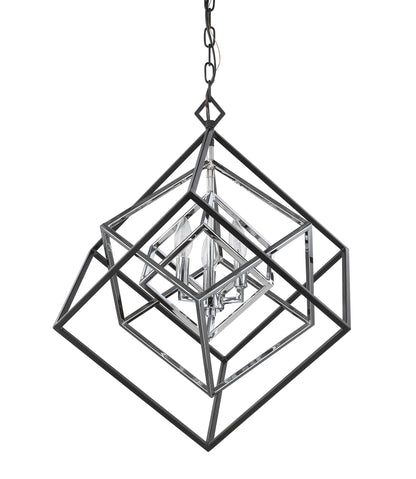 Euclid 3 Light Chandelier Chrome + Matte Black