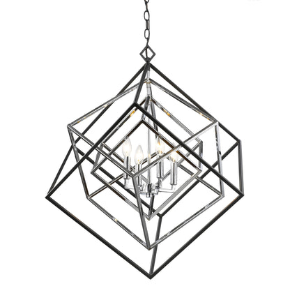 Euclid 4 Light Chandelier Chrome + Matte Black