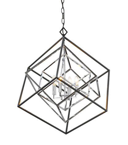 Euclid 4 Light Chandelier Chrome + Matte Black