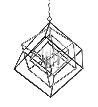 Euclid 4 Light Chandelier Chrome + Matte Black