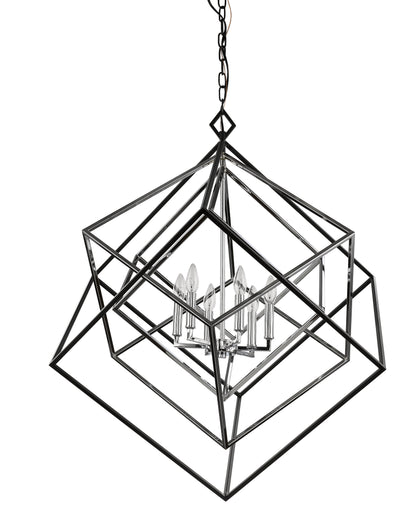 Euclid 6 Light Chandelier Chrome + Matte Black