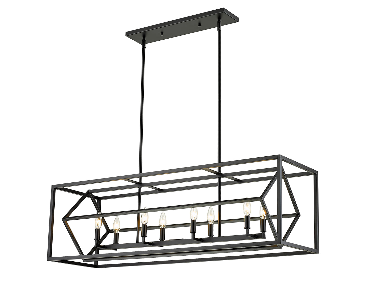 Euclid 8 Light Linear Chandelier Matte Black