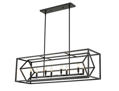 Euclid 8 Light Linear Chandelier Matte Black