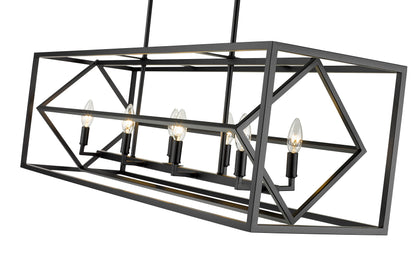 Euclid 8 Light Linear Chandelier Matte Black