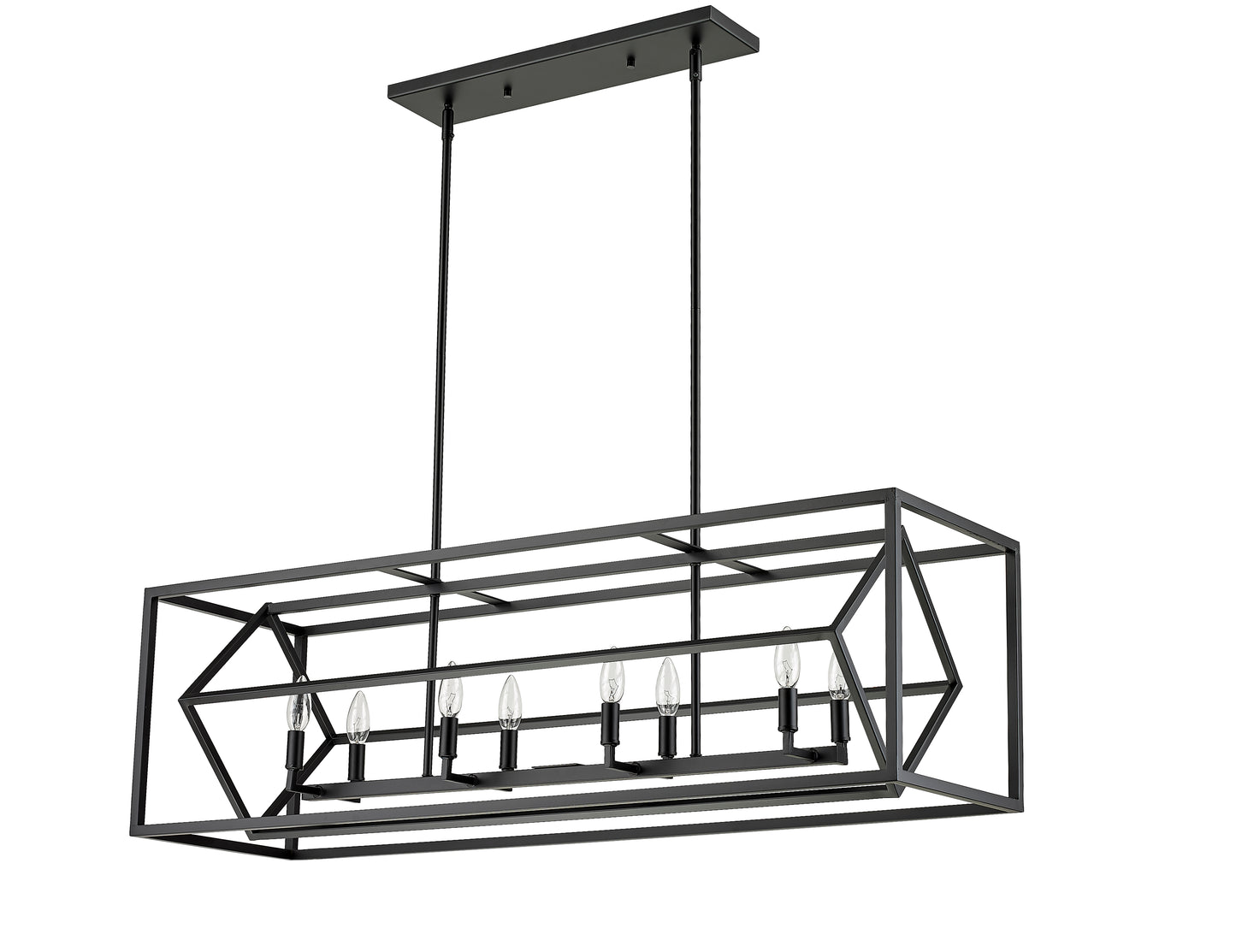 Euclid 8 Light Linear Chandelier Matte Black