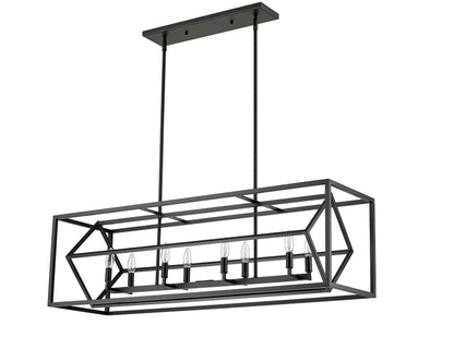 Euclid 8 Light Linear Chandelier Matte Black