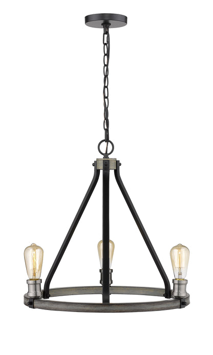 Kirkland 3 Light Chandelier Ashen Barnboard