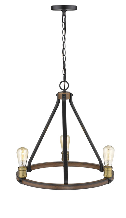 Kirkland 3 Light Chandelier Rustic Mahogany