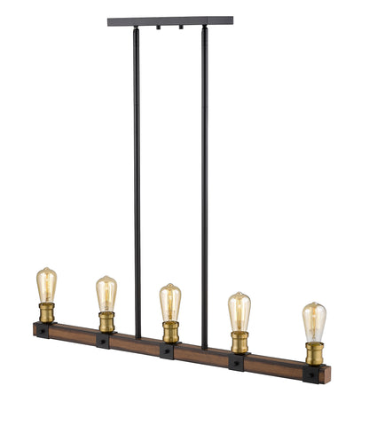Kirkland 5 Light Linear Chandelier Rustic Mahogany