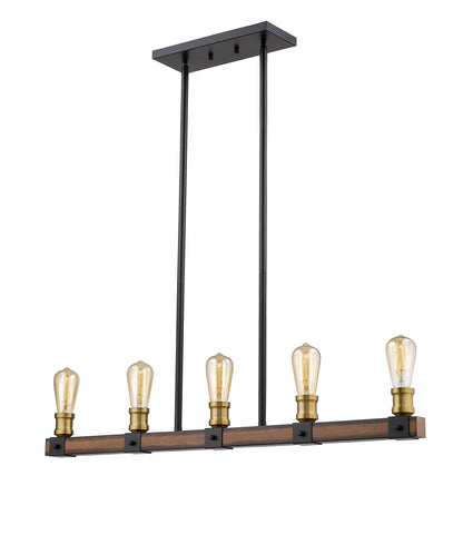 Kirkland 5 Light Linear Chandelier Rustic Mahogany
