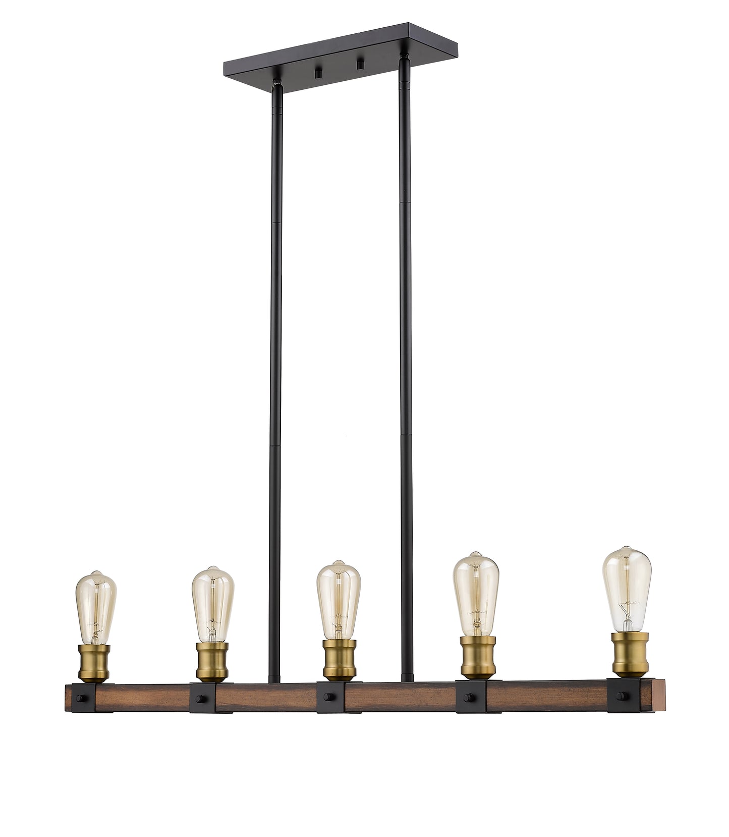 Kirkland 5 Light Linear Chandelier Rustic Mahogany