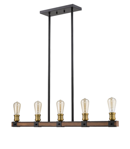Kirkland 5 Light Linear Chandelier Rustic Mahogany