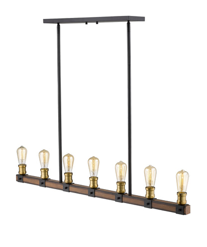 Kirkland 7 Light Linear Chandelier Rustic Mahogany