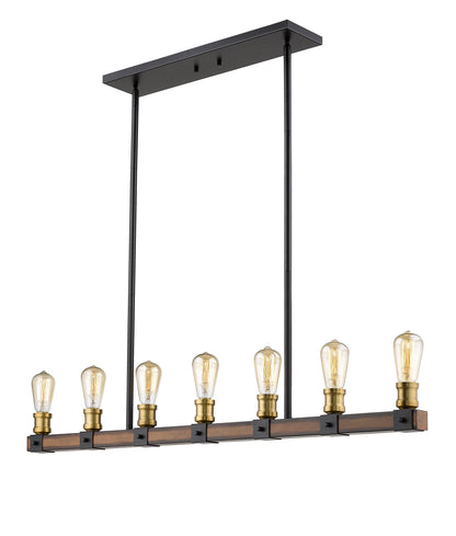 Kirkland 7 Light Linear Chandelier Rustic Mahogany