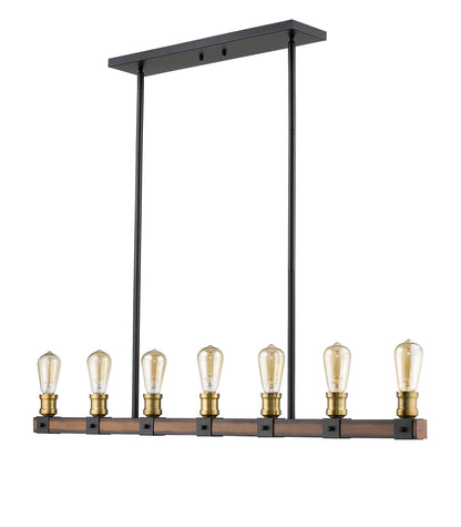 Kirkland 7 Light Linear Chandelier Rustic Mahogany