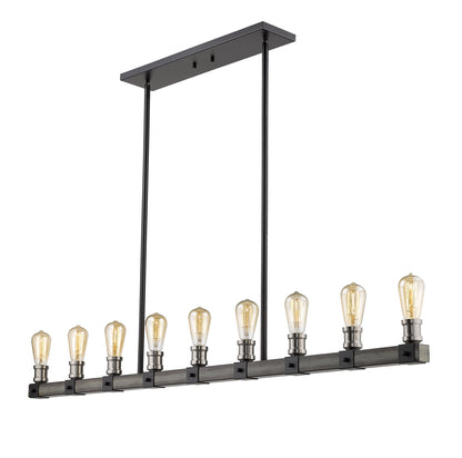 Kirkland 9 Light Linear Chandelier Ashen Barnboard