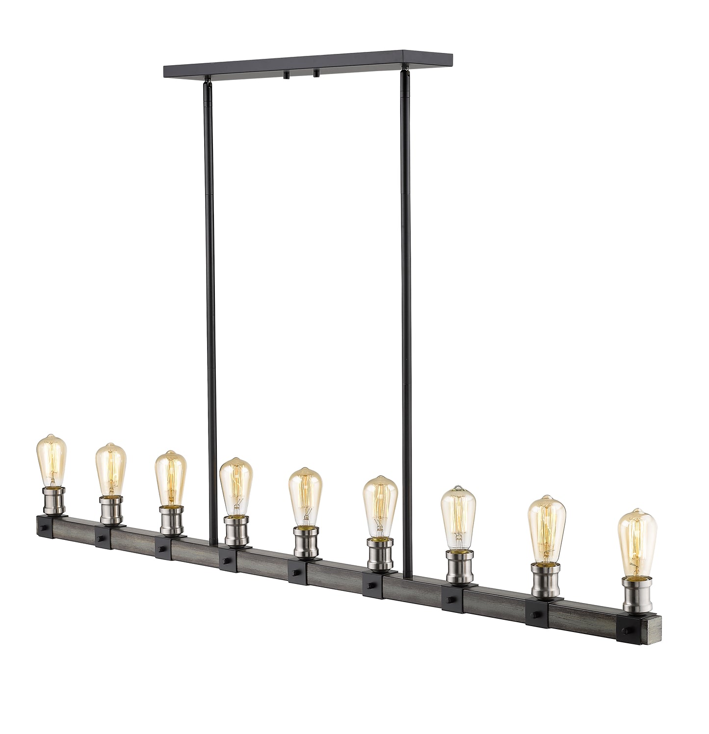 Kirkland 9 Light Linear Chandelier Ashen Barnboard
