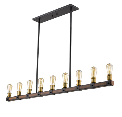Kirkland 9 Light Linear Chandelier Rustic Mahogany