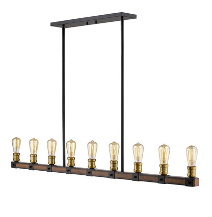 Kirkland 9 Light Linear Chandelier Rustic Mahogany