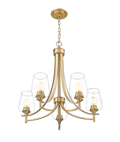 Joliet 5 Light Chandelier Burnished Brass