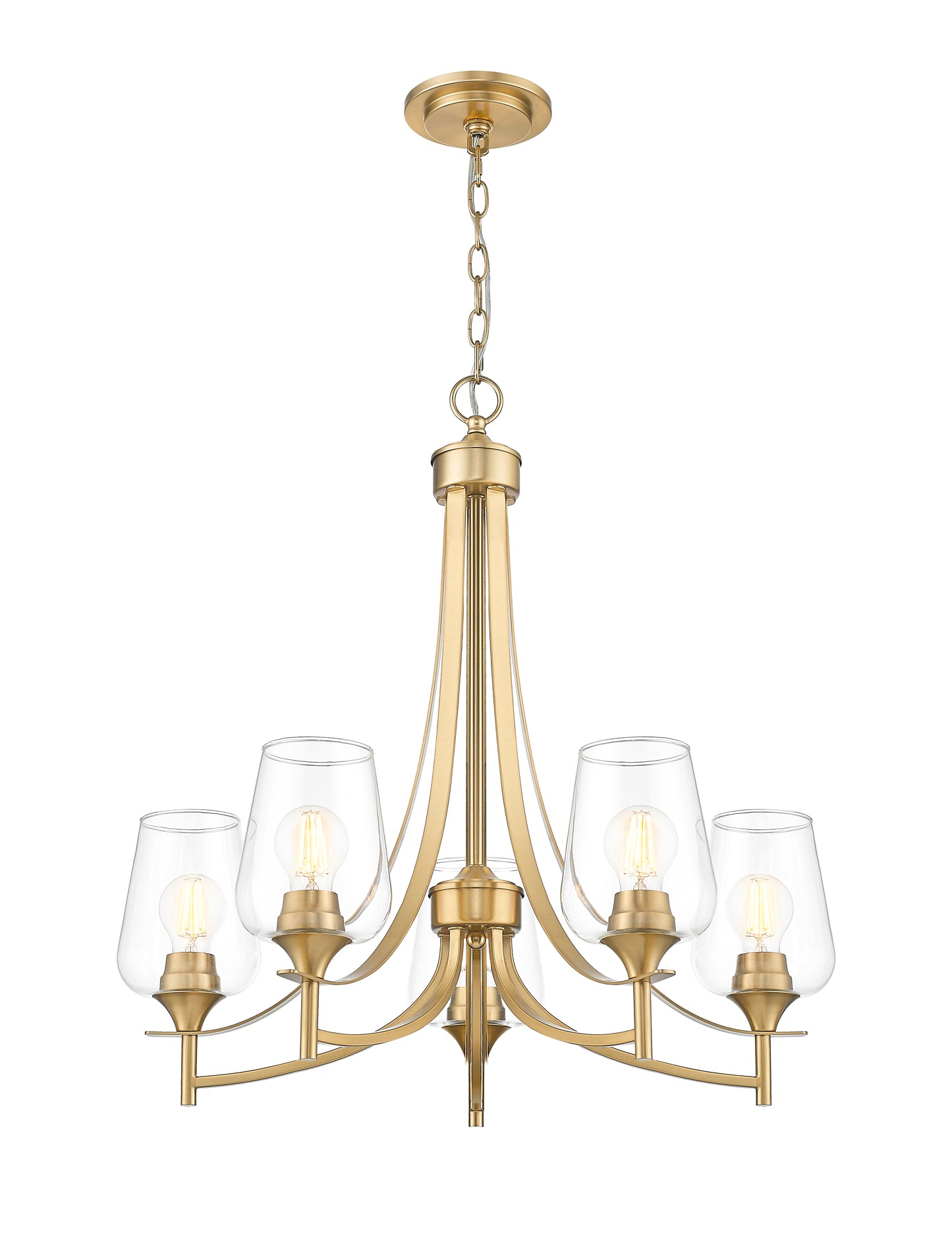 Joliet 5 Light Chandelier Burnished Brass