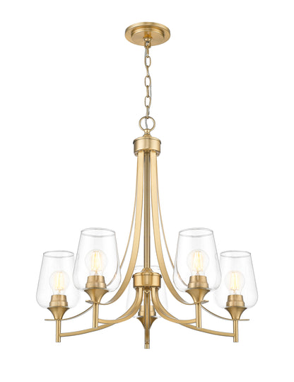 Joliet 5 Light Chandelier Burnished Brass