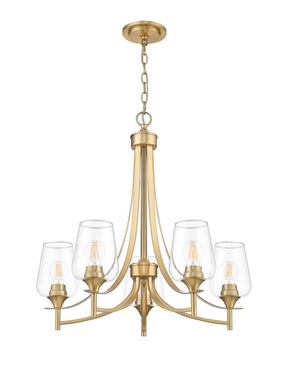 Joliet 5 Light Chandelier Burnished Brass