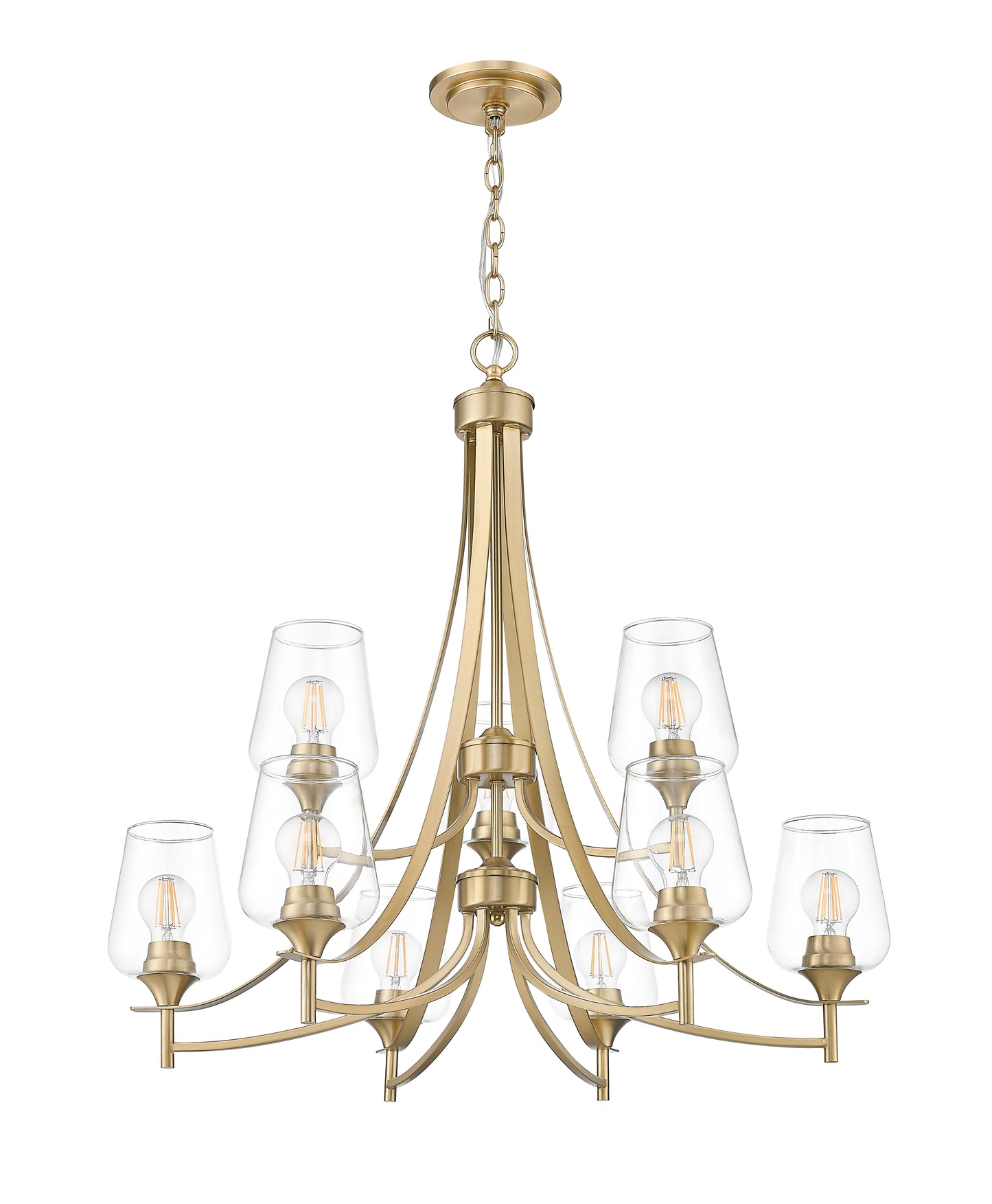Joliet 9 Light Chandelier Burnished Brass