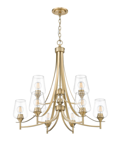 Joliet 9 Light Chandelier Burnished Brass