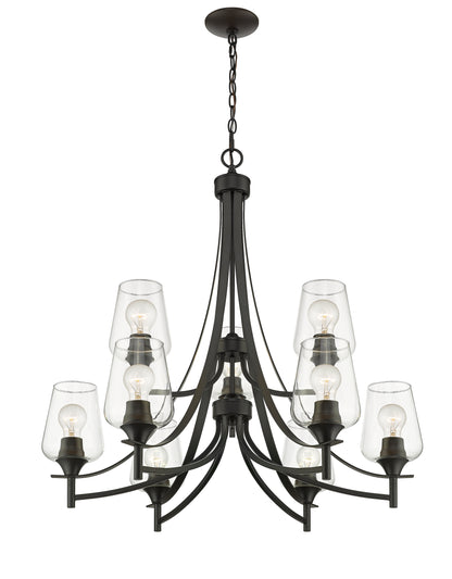 Joliet 9 Light Chandelier Matte Black