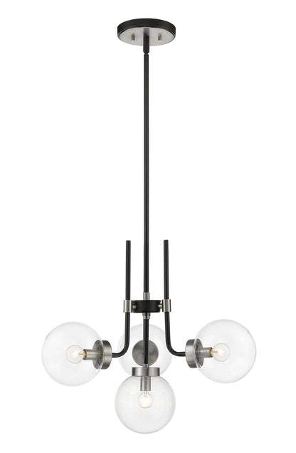 Parsons 4 Light Chandelier Matte Black + Brushed Nickel