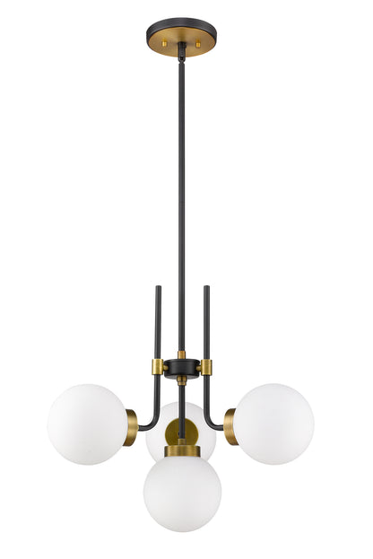 Parsons 4 Light Chandelier Matte Black + Olde Brass