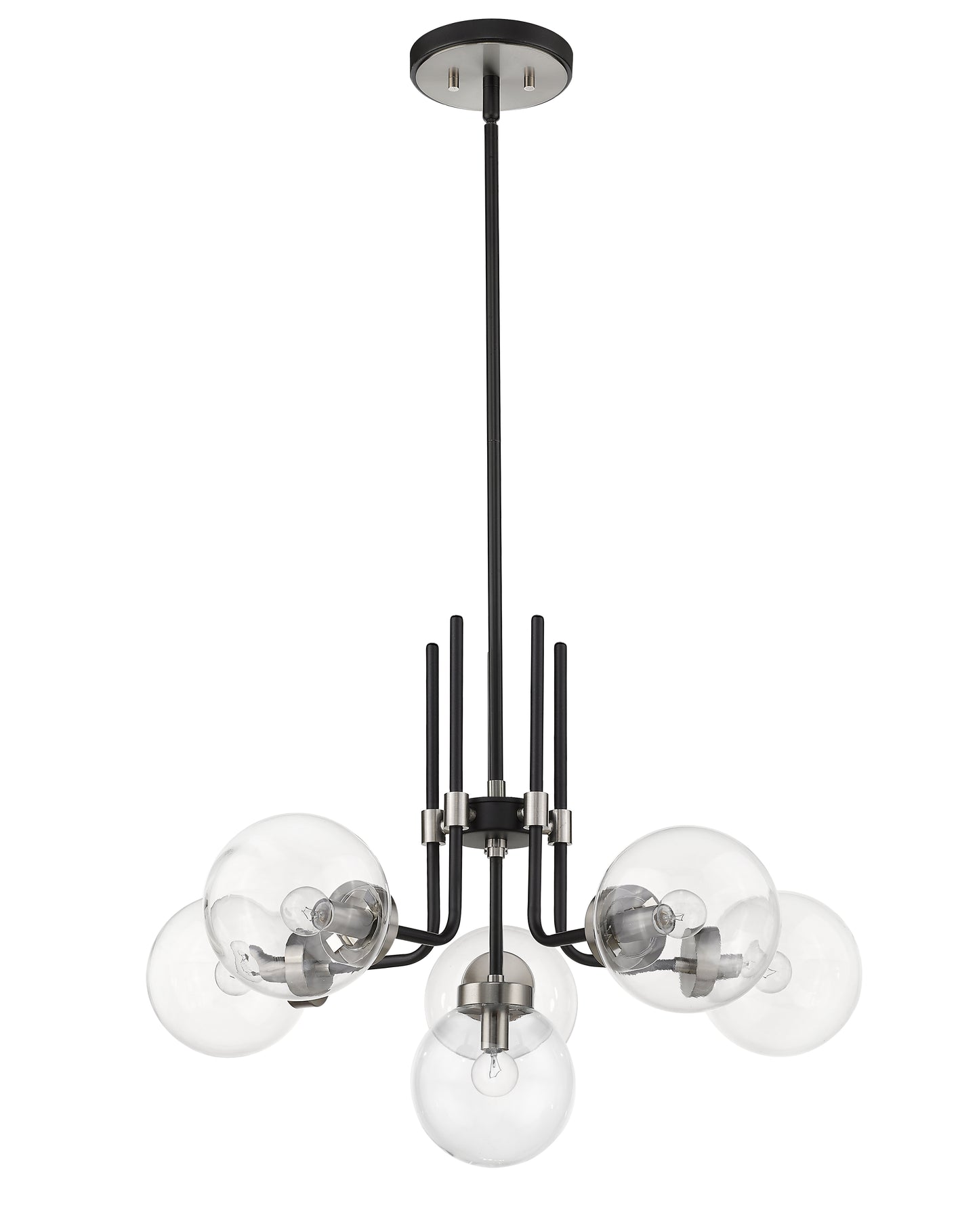 Parsons 6 Light Chandelier Matte Black + Brushed Nickel